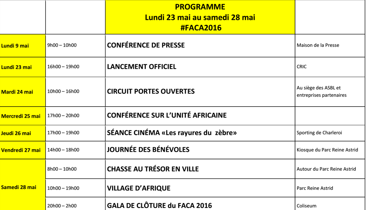 programme festival afrique charleroi